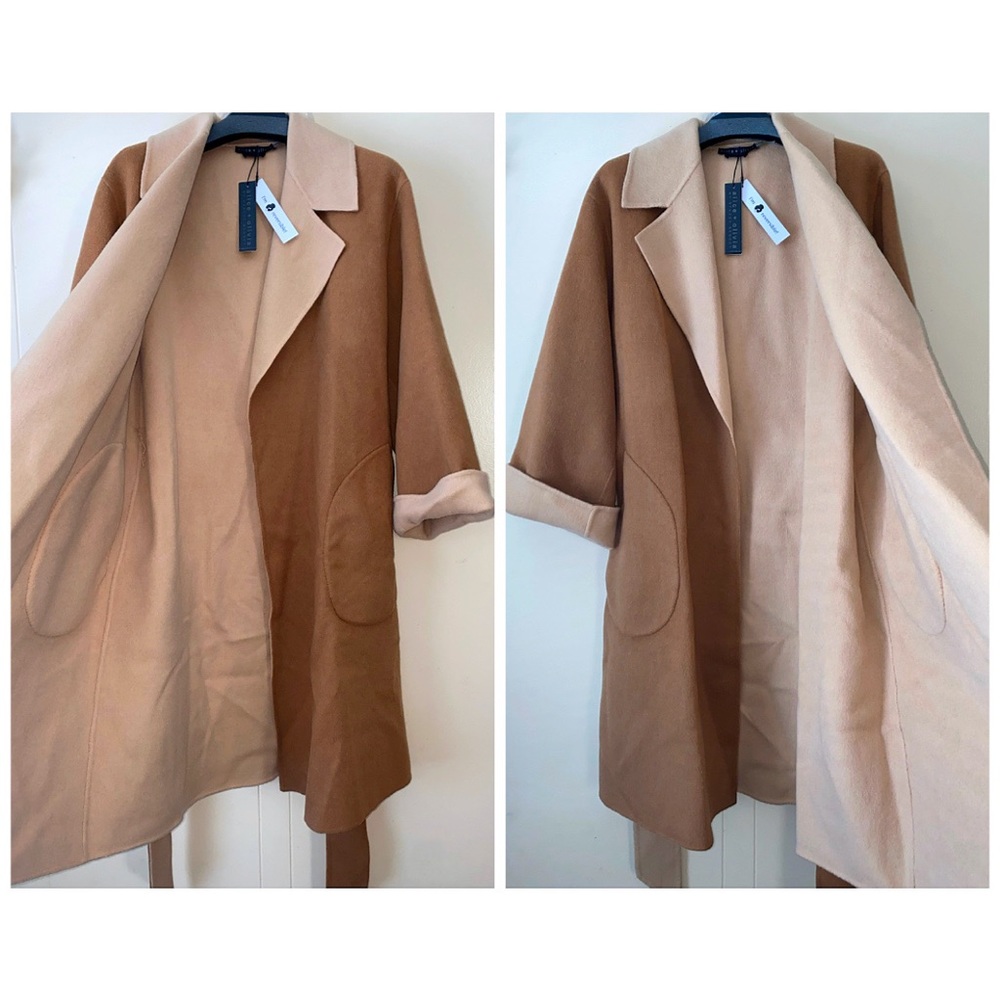 Alice + Olivia Tomiko Gorgeous Reversible Cashmere & Wool Blend Long Coat - Picture 8 of 16